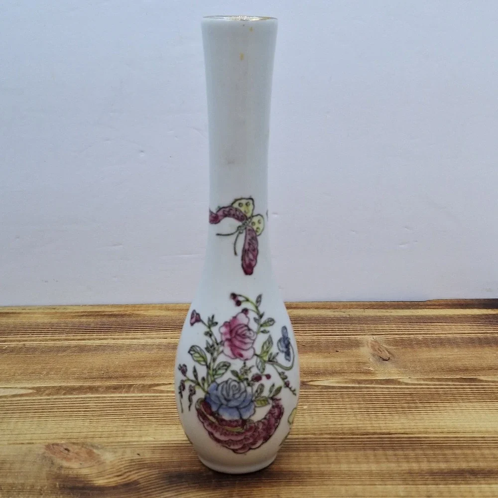 Vintage Japanese Otagiri Bud Vase Flowers &‎ Butterflies